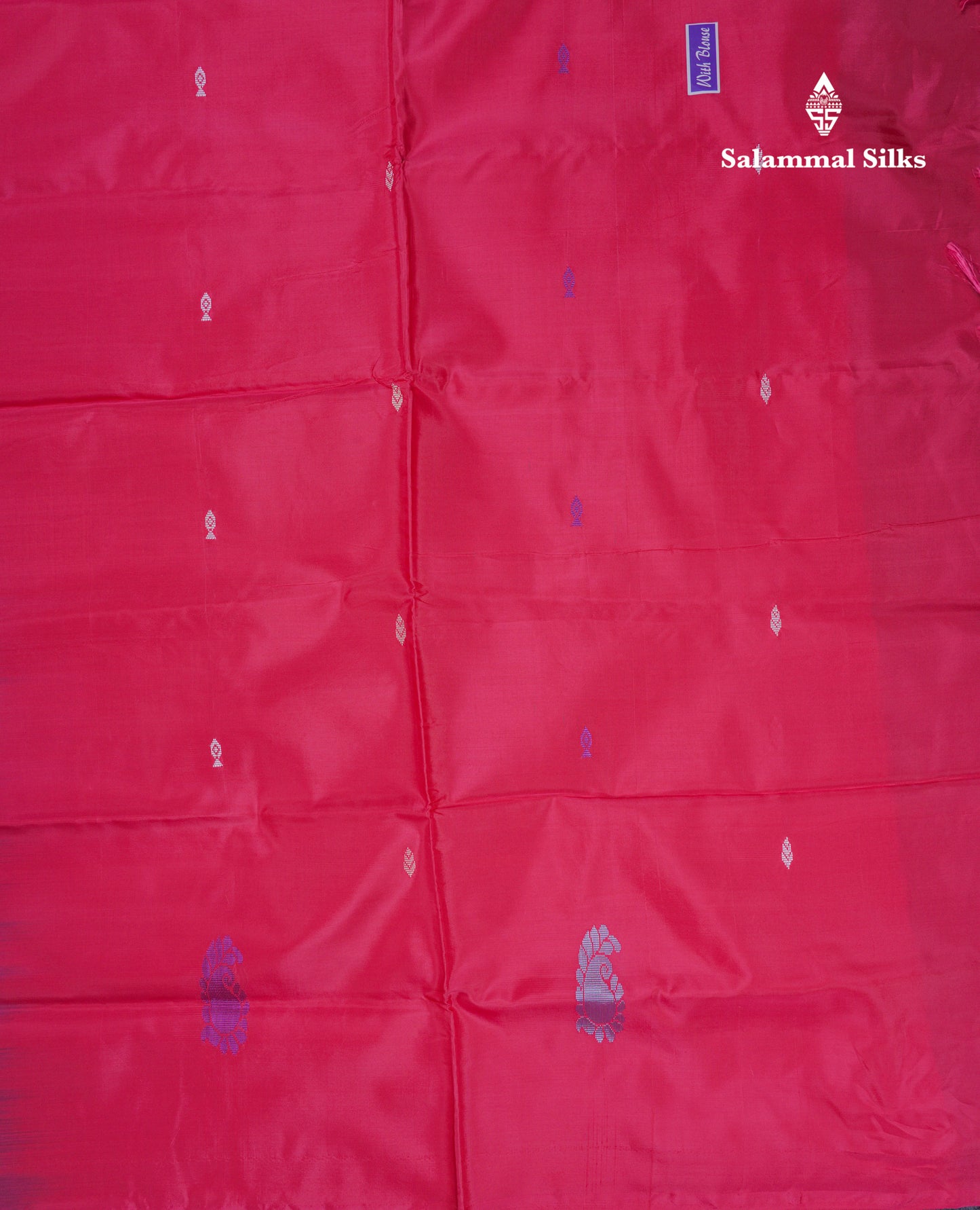 Dark Violet Thread work Buttas Banana Pinth Saree (Vaazhainaar Pattu) With Contrast Pink Blouse