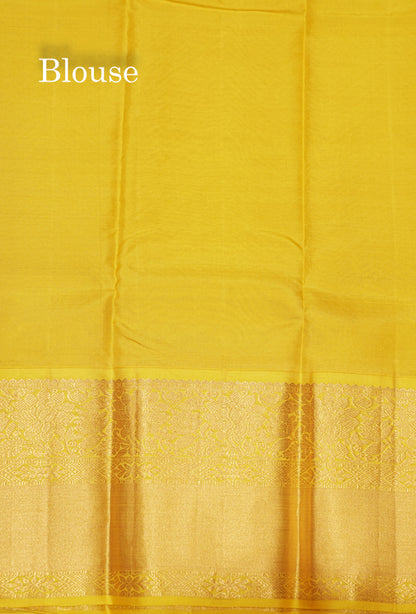 Maroon Colour Pure Kanjivaram Silk Saree With Contrast Yellow Border