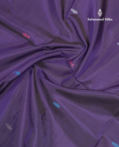 Dark Violet Thread work Buttas Banana Pinth Saree (Vaazhainaar Pattu) With Contrast Pink Blouse