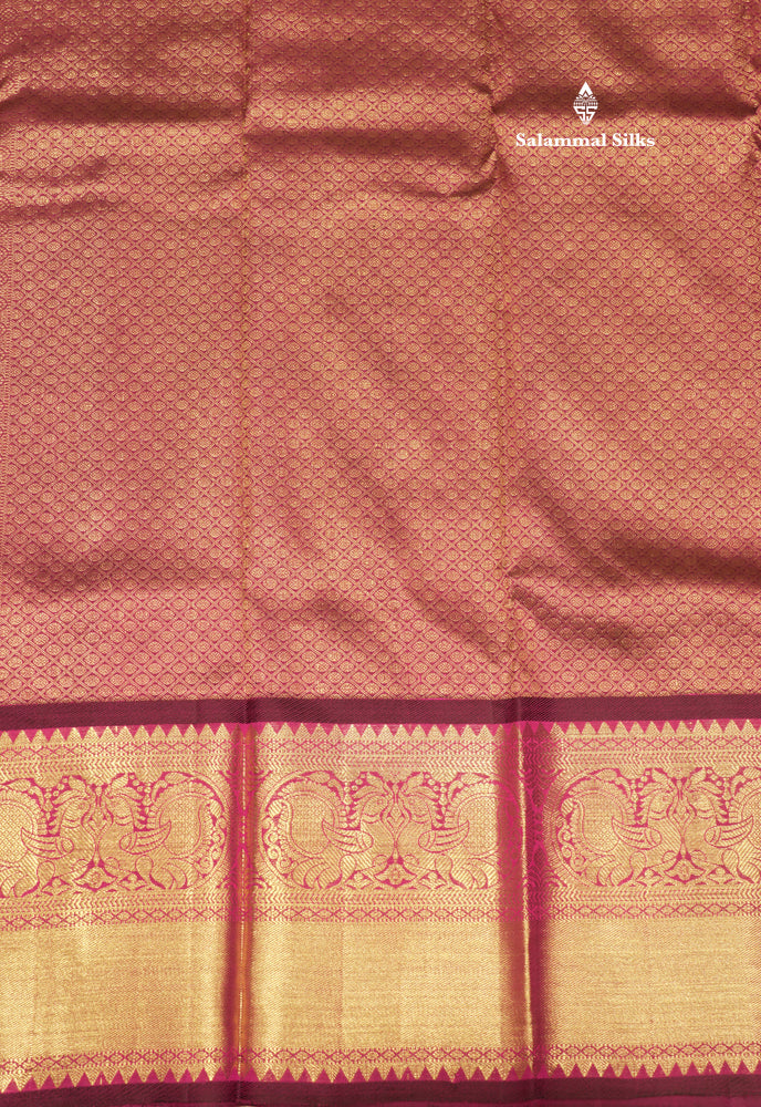 Violet Colour Pure Kanjivaram Silk Saree With Gold Zari Border