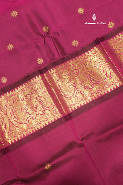 Violet Colour Pure Kanjivaram Silk Saree With Gold Zari Border
