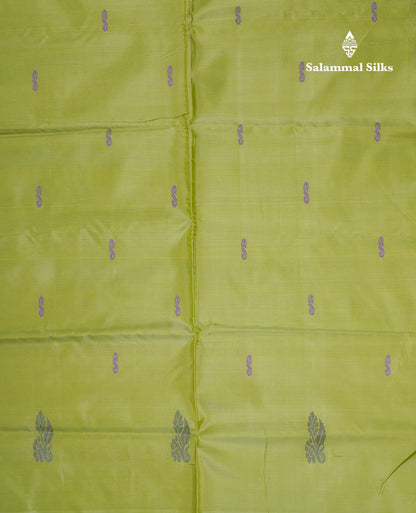 Royal Blue Thread work Buttas Banana Pinth Saree (Vaazhainaar Pattu) With Contrast Parrot Green Blouse