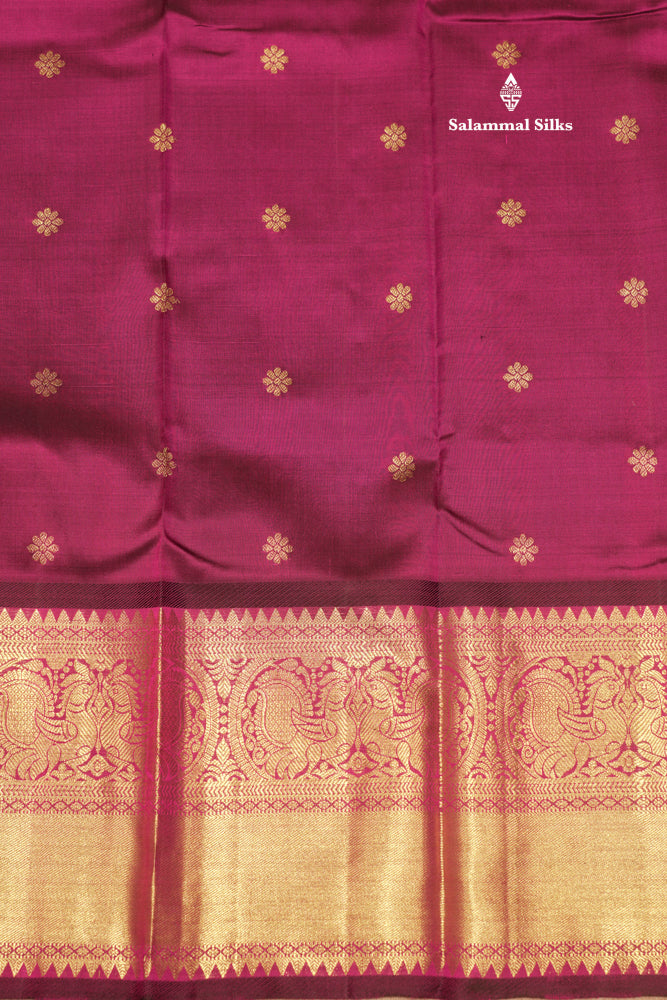 Violet Colour Pure Kanjivaram Silk Saree With Gold Zari Border