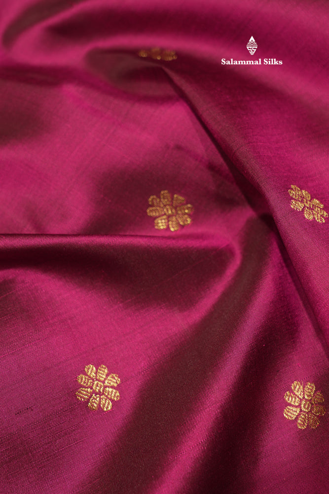 Violet Colour Pure Kanjivaram Silk Saree With Gold Zari Border
