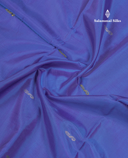 Royal Blue Thread work Buttas Banana Pinth Saree (Vaazhainaar Pattu) With Contrast Parrot Green Blouse