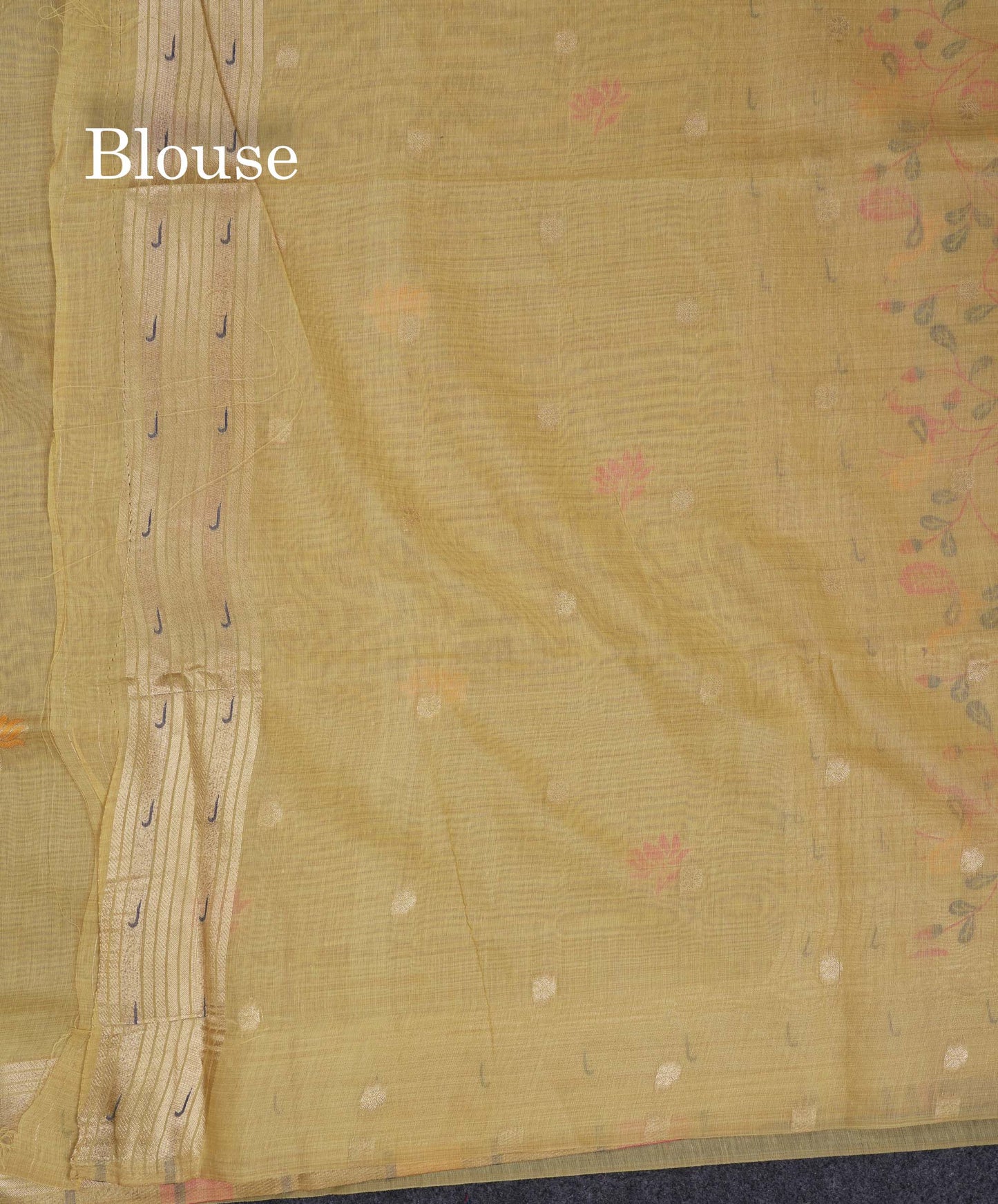 Beautiful Pista Green Menakari Work Butta Muga Cotton Saree With Blouse