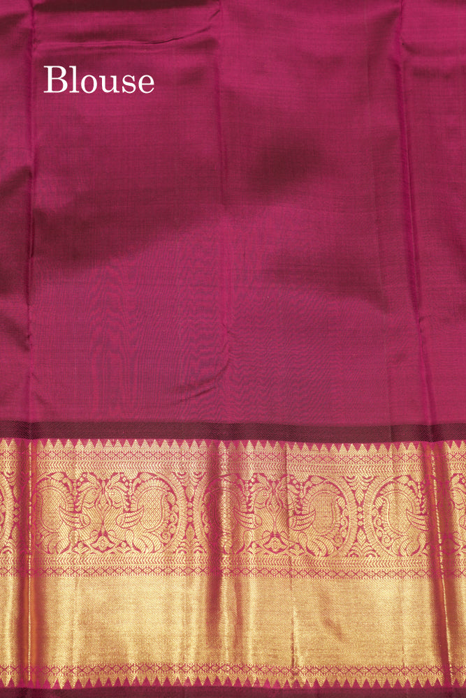 Violet Colour Pure Kanjivaram Silk Saree With Gold Zari Border