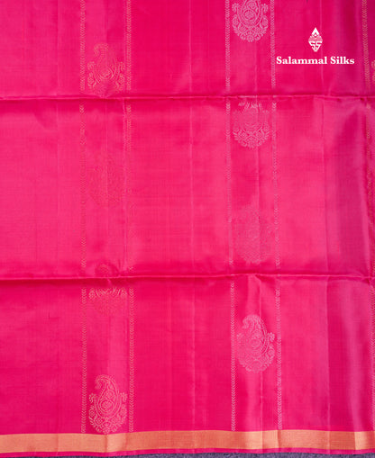 Beautiful Violet Pure Mix Kanjivaram Soft Silk Saree With Contrast Bottle Green Blouse