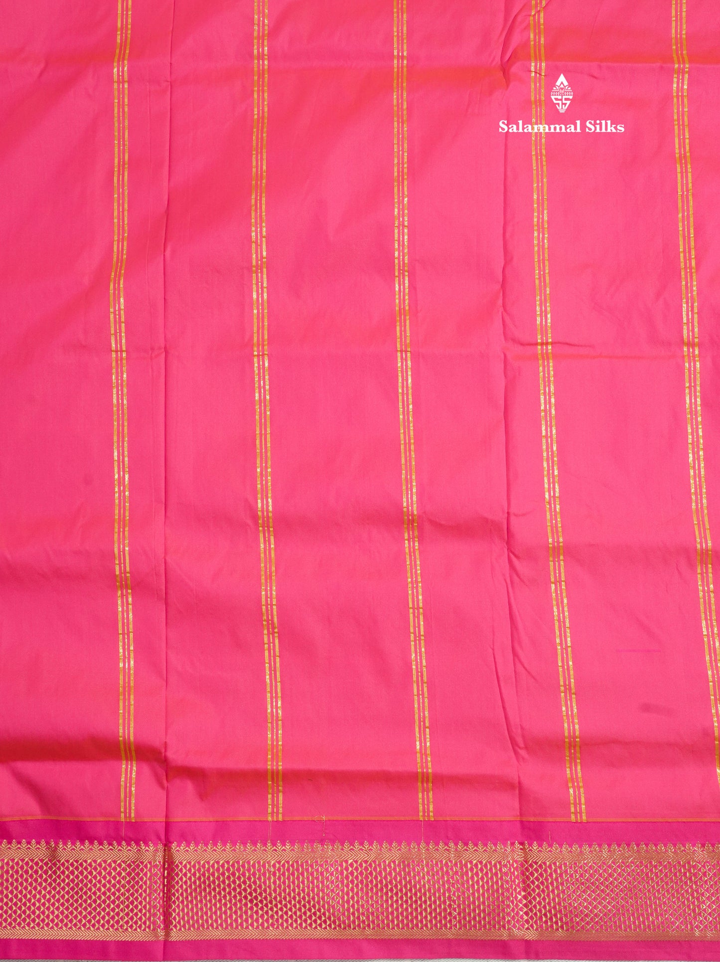 9.5 Yards Semi Silk Saree Orange with Contrast Pink Border