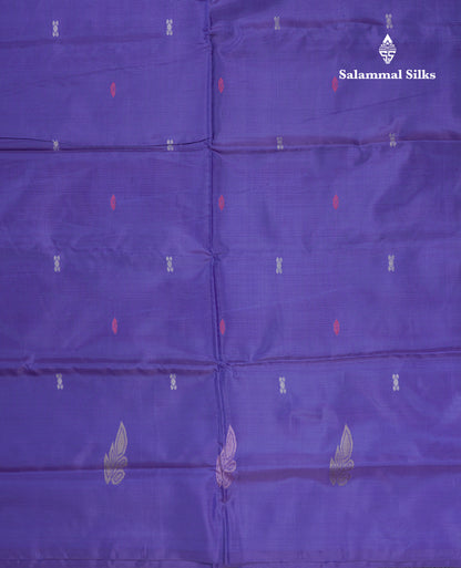 Sandal Thread work Buttas Banana Pinth Saree (Vaazhainaar Pattu) With Contrast Violet Blouse