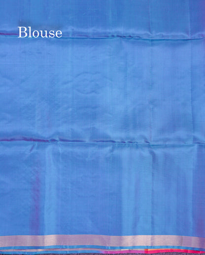 Beautiful Violet Pure Mix Kanjivaram Soft Silk Saree With Contrast Bottle Green Blouse