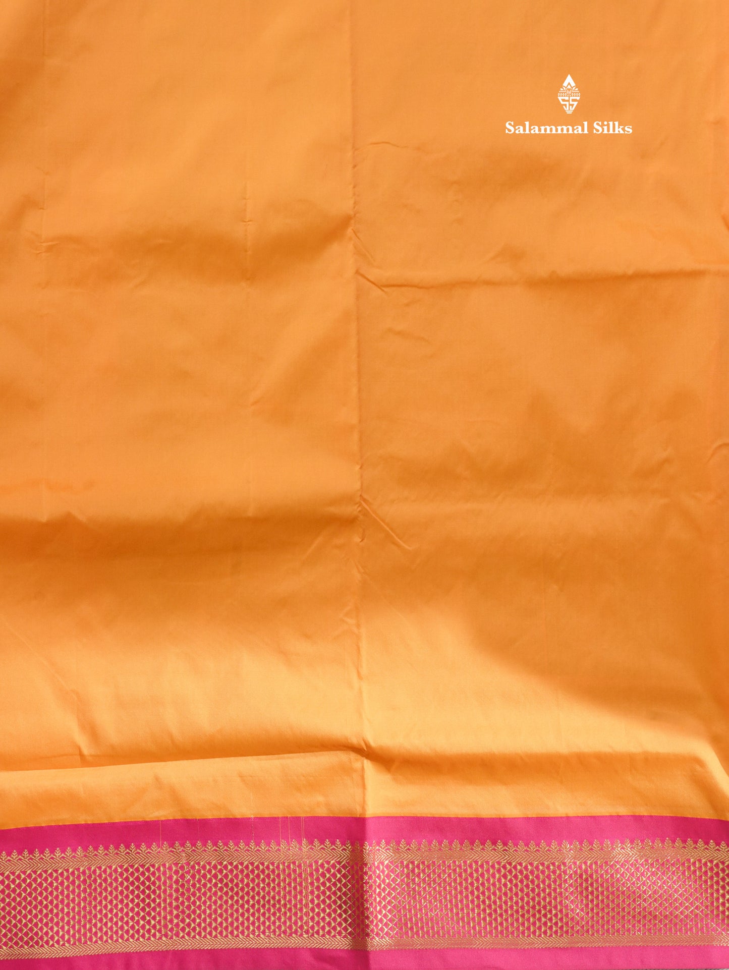 9.5 Yards Semi Silk Saree Orange with Contrast Pink Border