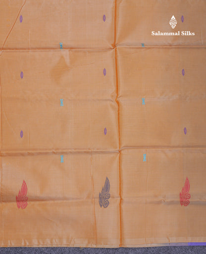 Sandal Thread work Buttas Banana Pinth Saree (Vaazhainaar Pattu) With Contrast Violet Blouse