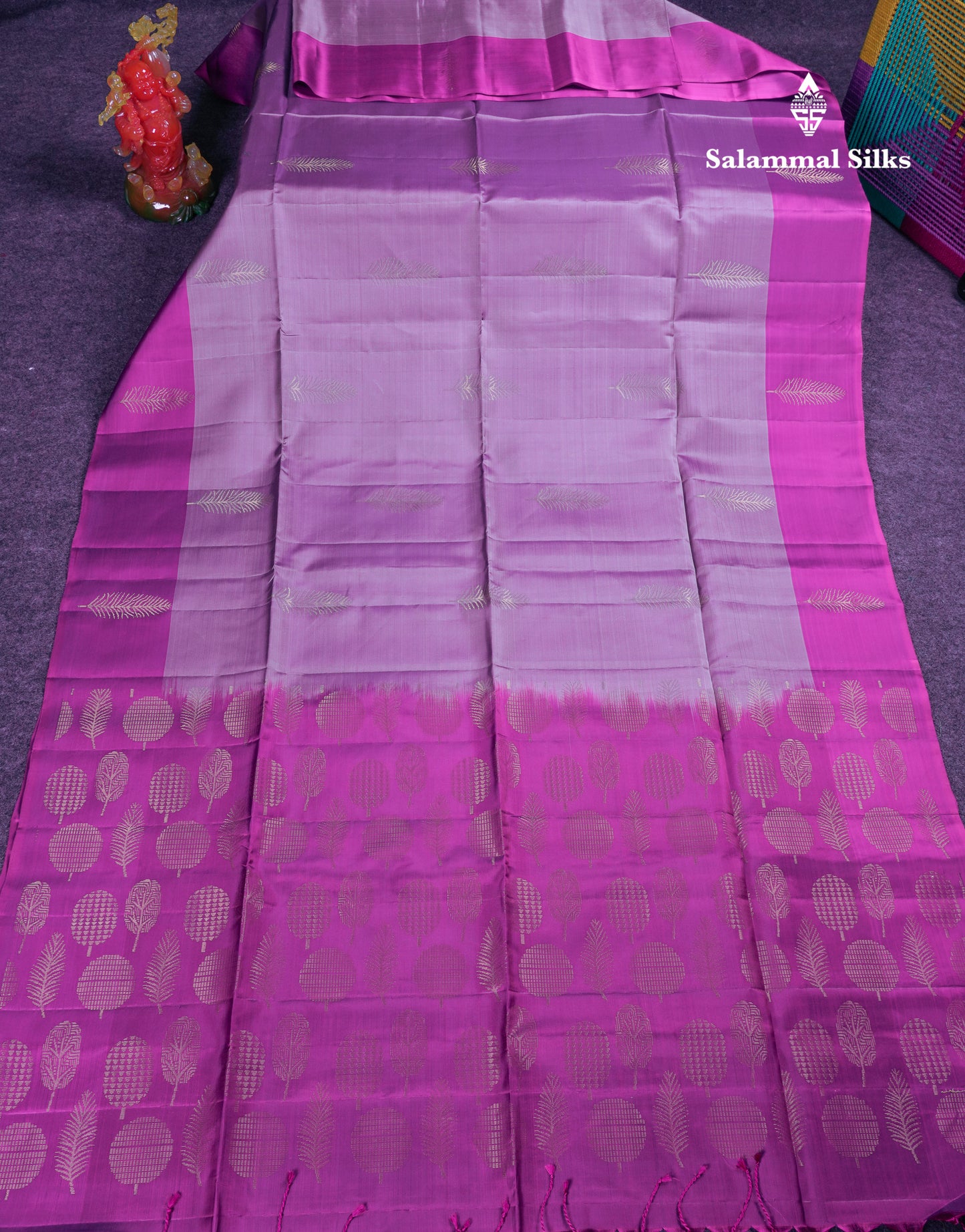 Beautiful Light Violet PureMix Kanjivaram Soft Silk Saree With Contrast Dark Purple Fancy Border
