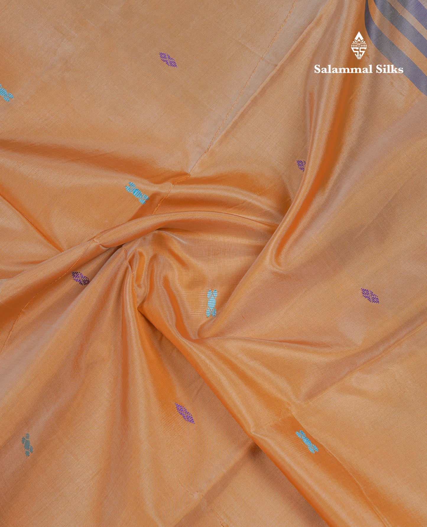 Sandal Thread work Buttas Banana Pinth Saree (Vaazhainaar Pattu) With Contrast Violet Blouse