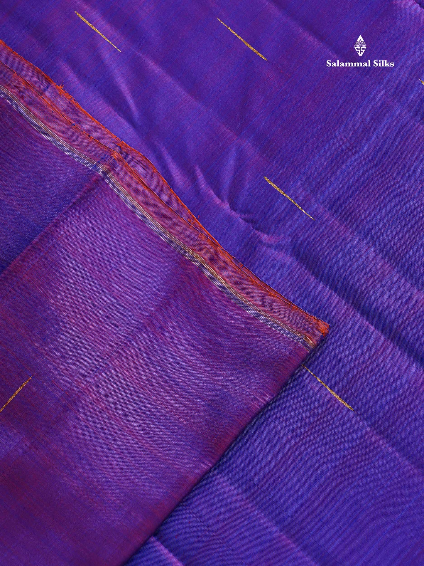 Pure Zari Kanjivaram Silk Saree - Dual Tone Royal Blue Purple Colour Body Malli Moggu Butta With Contrast Pink Blouse