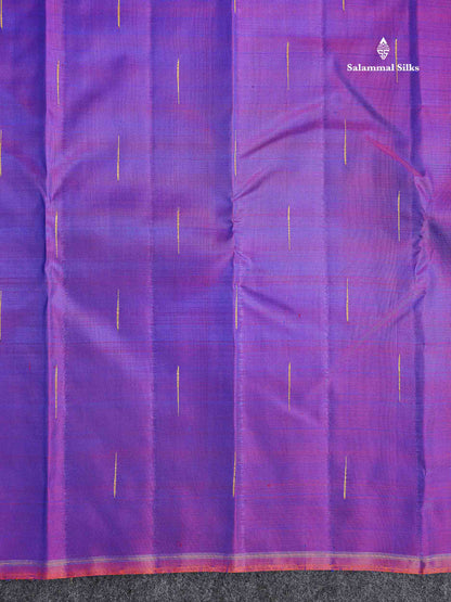 Pure Zari Kanjivaram Silk Saree - Dual Tone Royal Blue Purple Colour Body Malli Moggu Butta With Contrast Pink Blouse