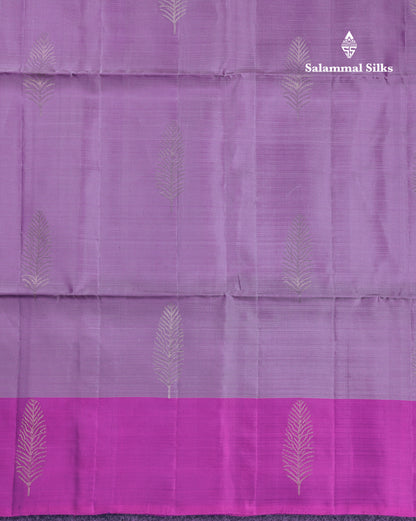 Beautiful Light Violet PureMix Kanjivaram Soft Silk Saree With Contrast Dark Purple Fancy Border