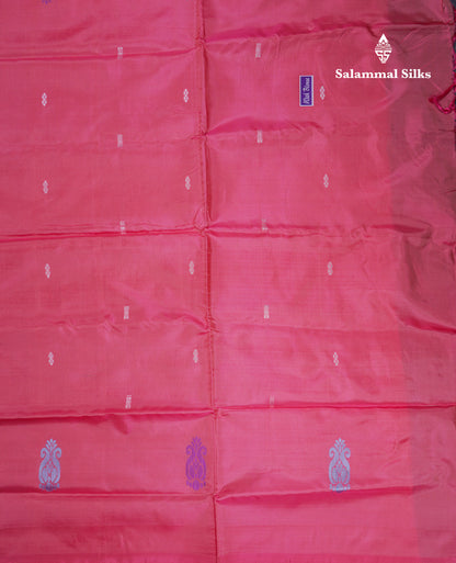 Dual Tone Blue Thread work Buttas Banana Pinth Saree (Vaazhainaar Pattu) With Contrast Pink Blouse