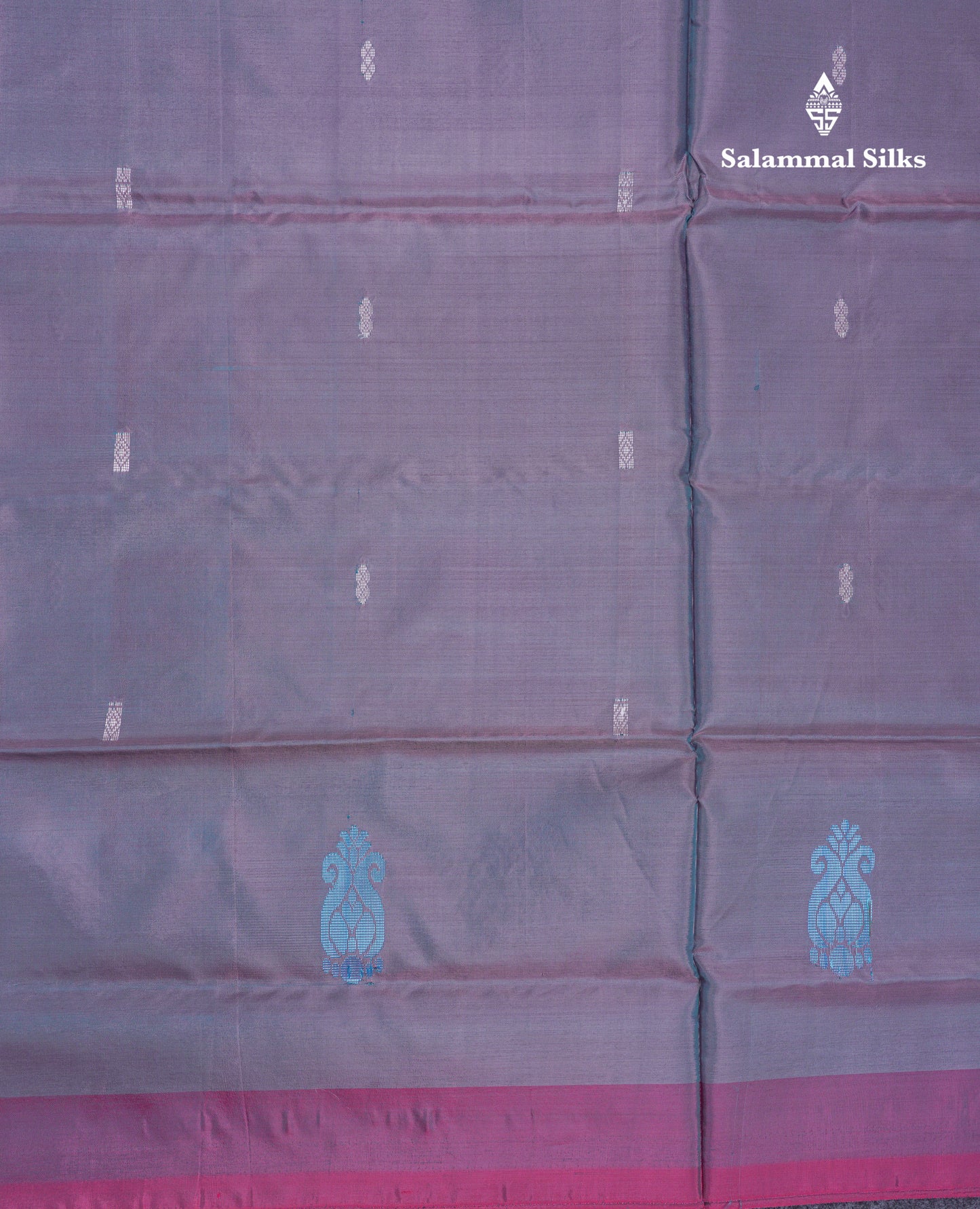 Dual Tone Blue Thread work Buttas Banana Pinth Saree (Vaazhainaar Pattu) With Contrast Pink Blouse