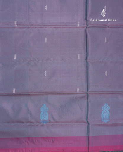 Dual Tone Blue Thread work Buttas Banana Pinth Saree (Vaazhainaar Pattu) With Contrast Pink Blouse