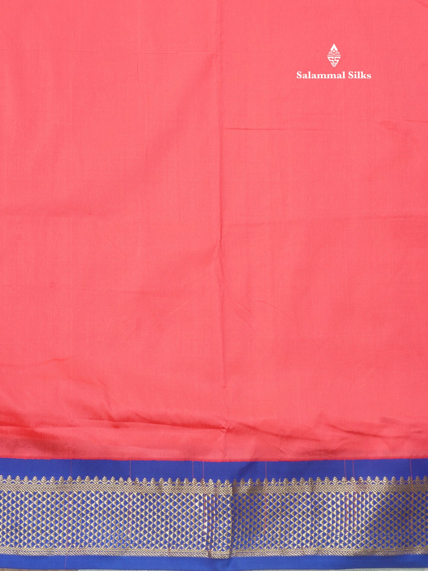 9.5 Yards Semi Silk Saree Rust Orange with Contrast Royal Blue Border