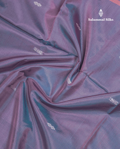 Dual Tone Blue Thread work Buttas Banana Pinth Saree (Vaazhainaar Pattu) With Contrast Pink Blouse