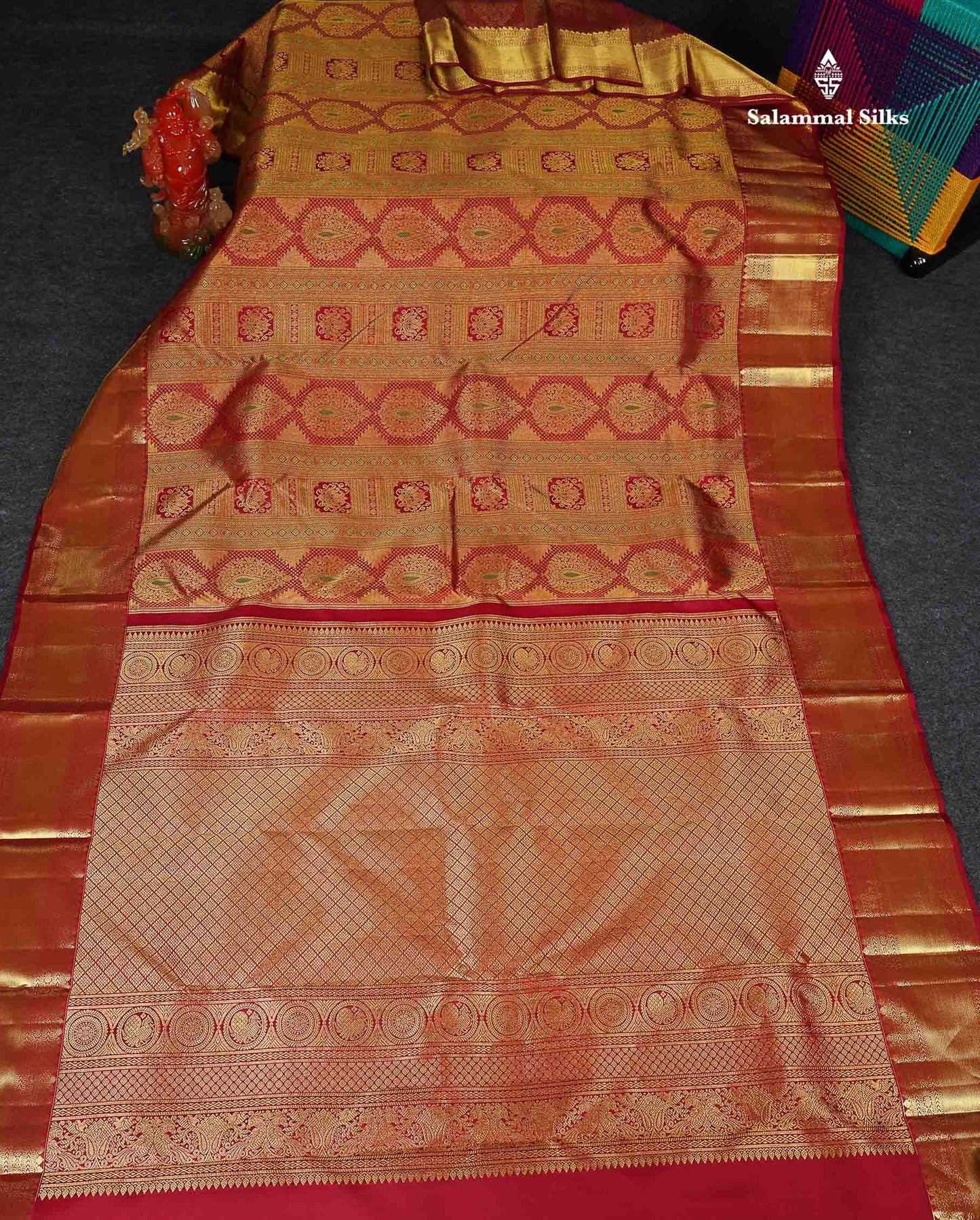 Bridal Pure Kanjivaram Silk Saree - Maroon Colour Body Meenakari Work With Traditional Border 