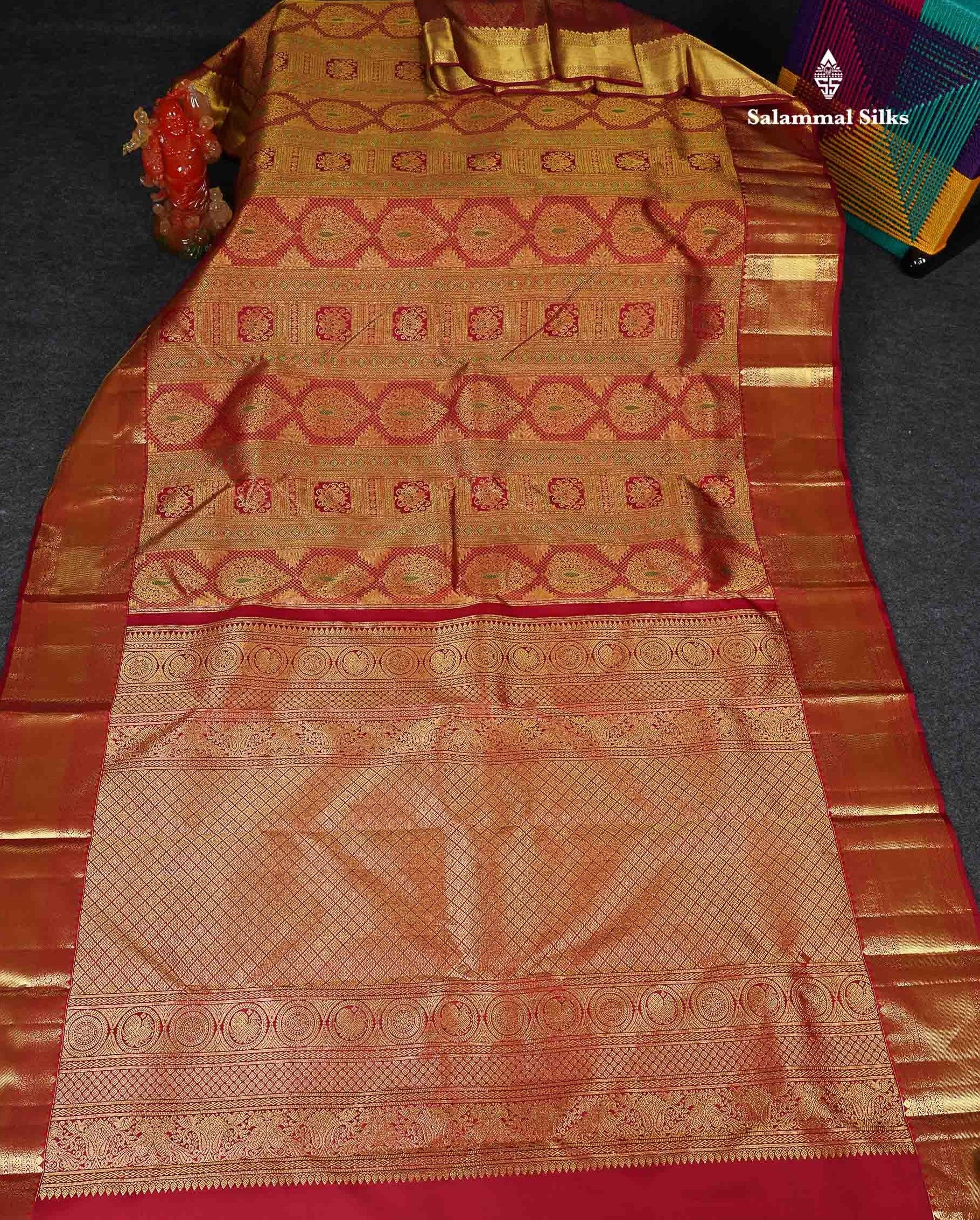 Bridal Pure Kanjivaram Silk Saree - Maroon Colour Body Meenakari Work With Traditional Border 
