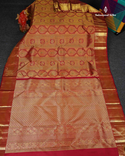Bridal Pure Kanjivaram Silk Saree - Maroon Colour Body Meenakari Work With Traditional Border 