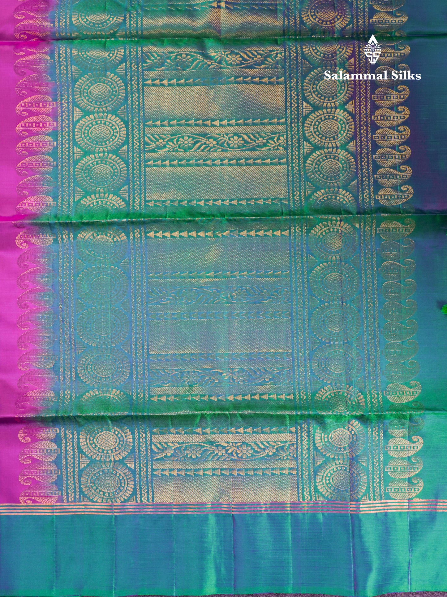 Beautiful Purple PureMix Kanjivaram Soft Silk Saree With Contrast Dual Tone Peacock Green Fancy Border