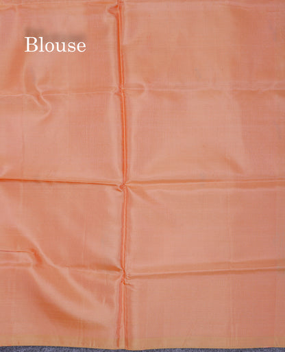 Sky Blue Thread work Buttas Banana Pinth Saree (Vaazhainaar Pattu) With Contrast Peach Blouse