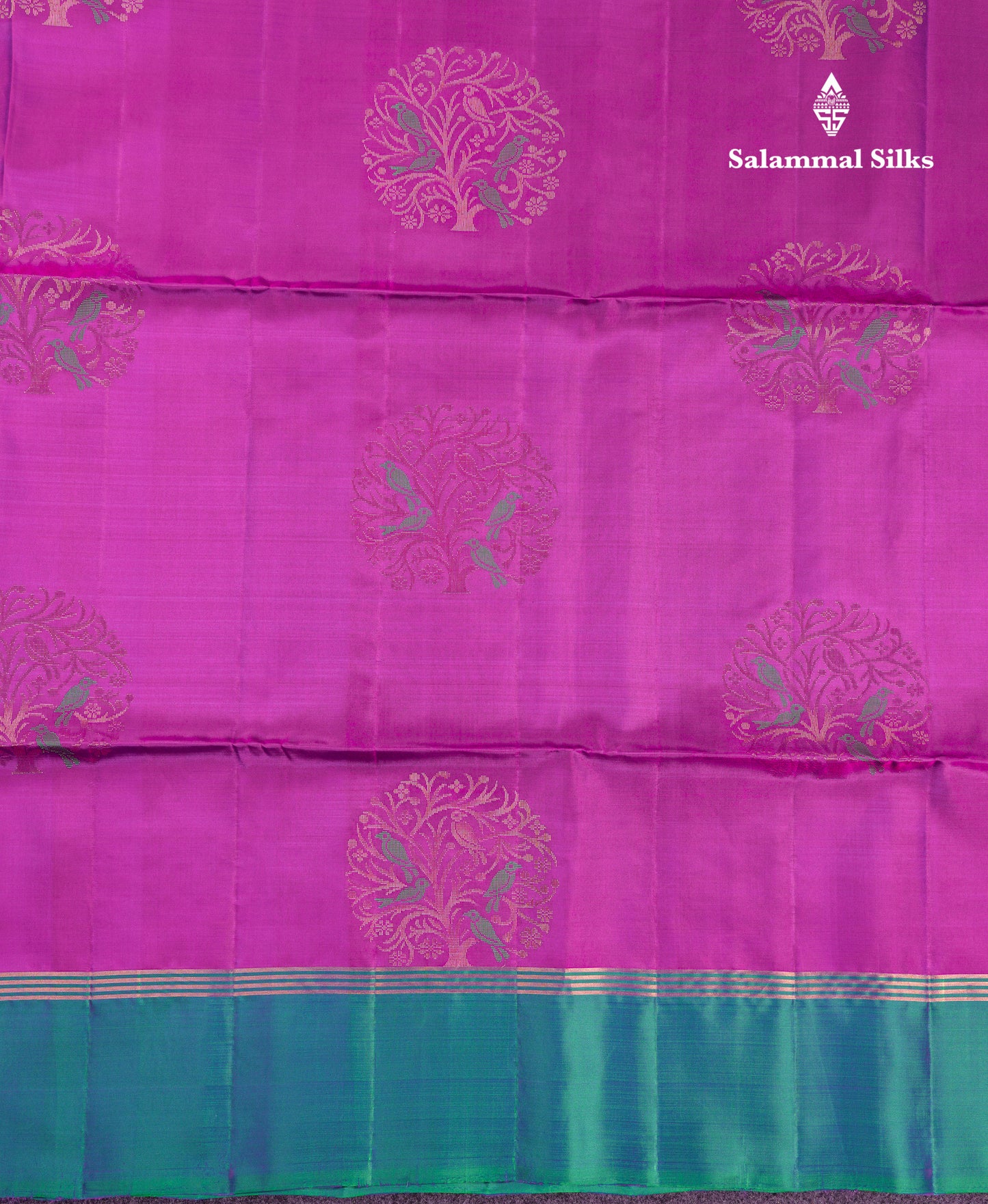 Beautiful Purple PureMix Kanjivaram Soft Silk Saree With Contrast Dual Tone Peacock Green Fancy Border