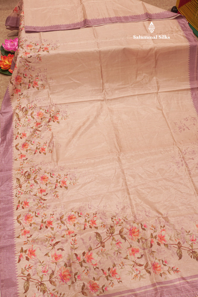 Sandal Colour Semi Tussar Saree With Self Border