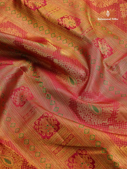 Bridal Pure Kanjivaram Silk Saree - Maroon Colour Body Meenakari Work With Traditional Border