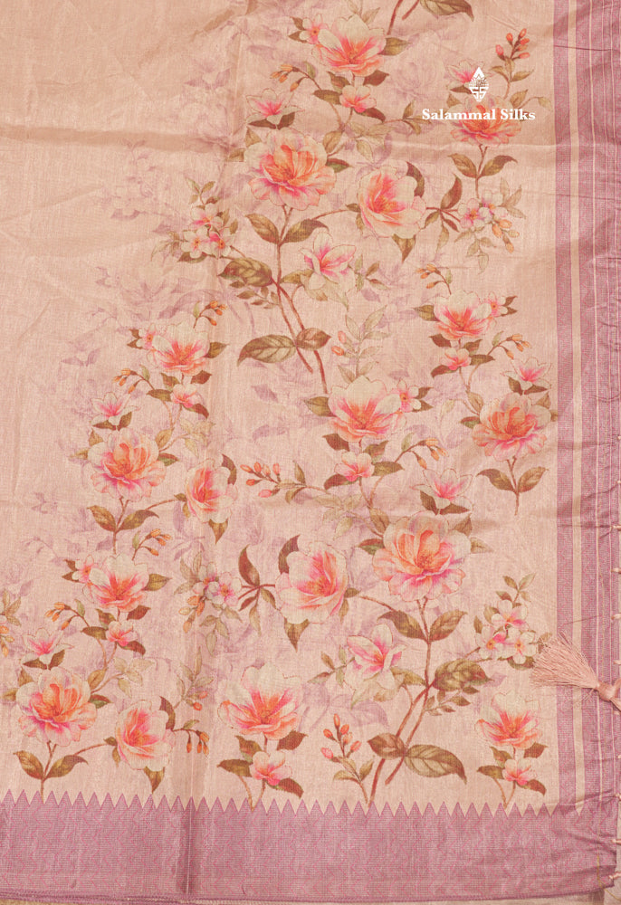 Sandal Colour Semi Tussar Saree With Self Border