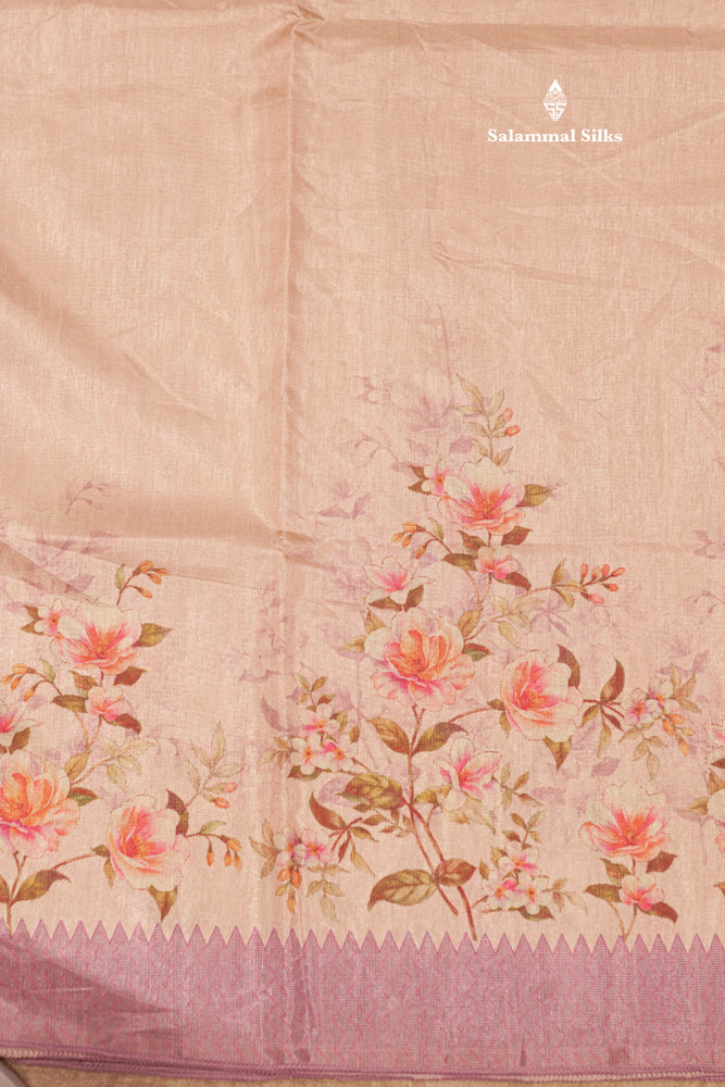 Sandal Colour Semi Tussar Saree With Self Border