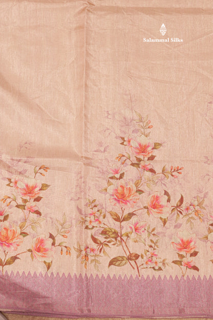Sandal Colour Semi Tussar Saree With Self Border