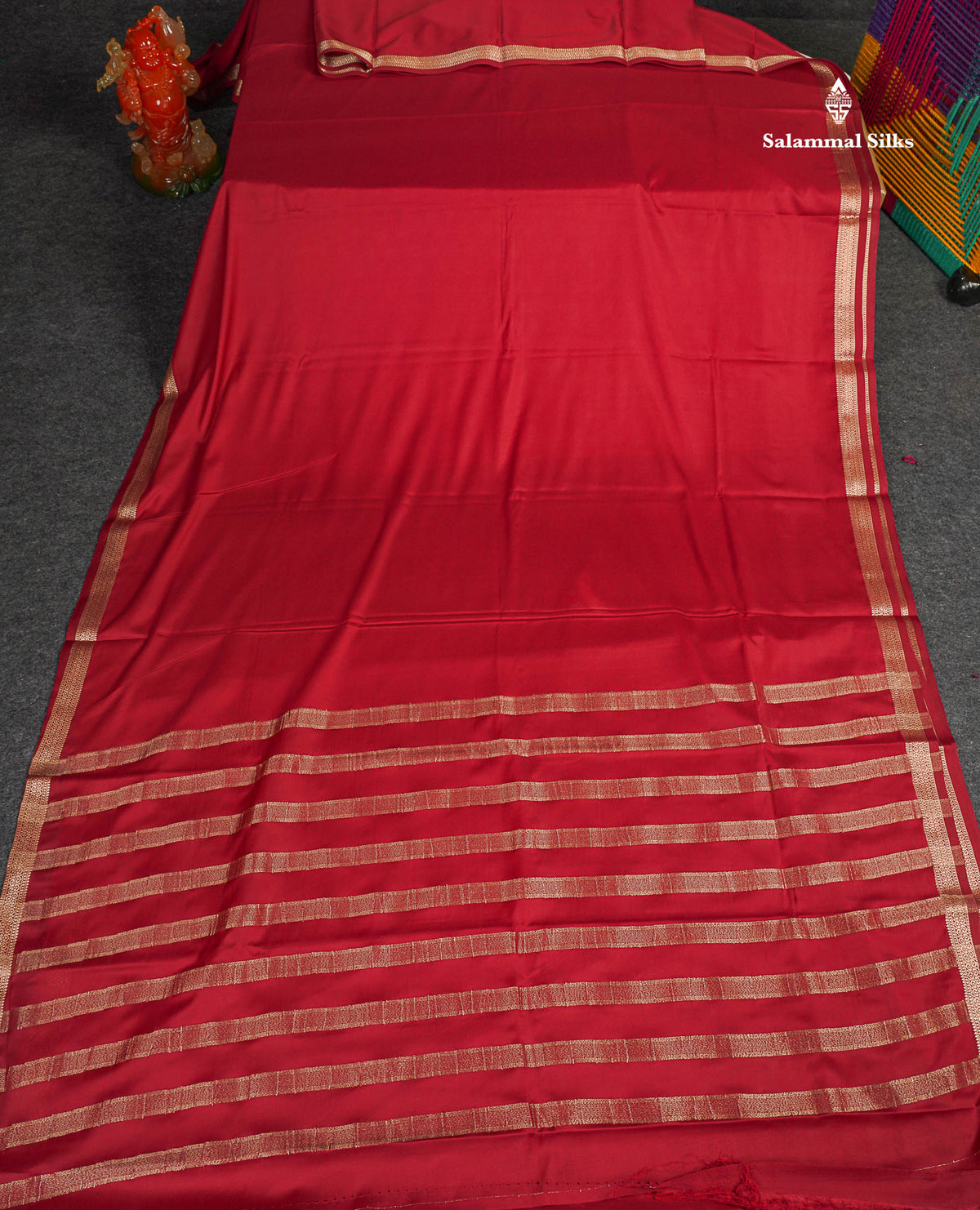 Semi Mysore Silk Saree - Maroon Colour Body Plain With Small Border