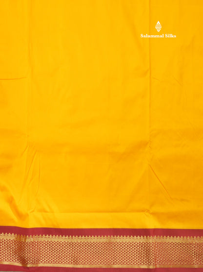 9.5 Yards Semi Silk Saree Light Green with Contrast Maroon Border
