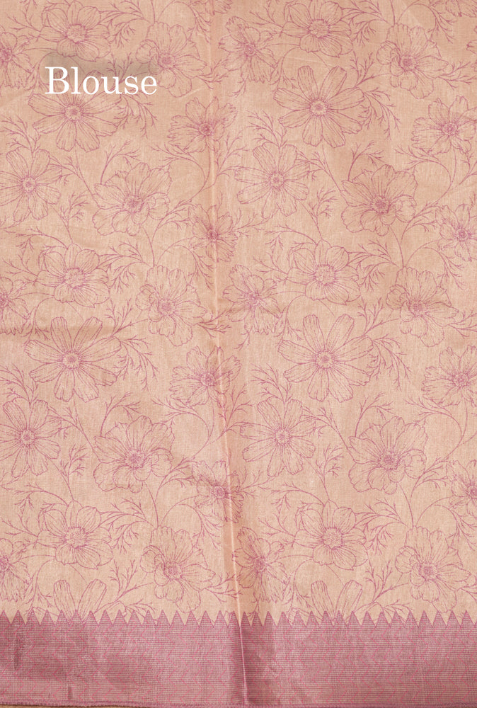 Sandal Colour Semi Tussar Saree With Self Border