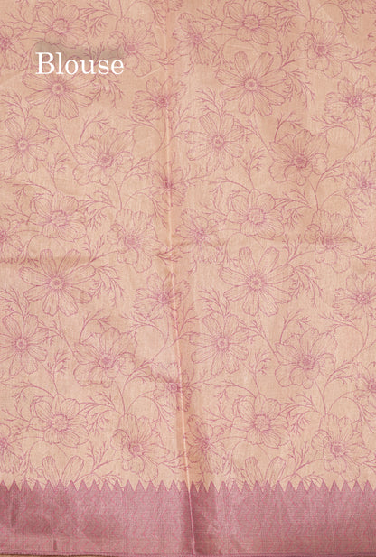Sandal Colour Semi Tussar Saree With Self Border
