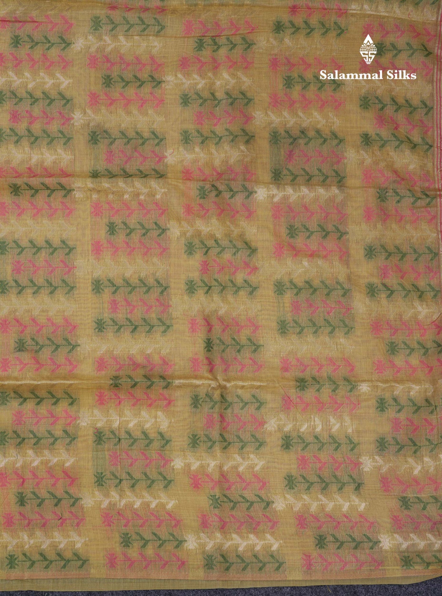 Beautiful Light Yellow Menakari Thread Work Butta Muga Cotton Saree With Contrast Pink Blouse