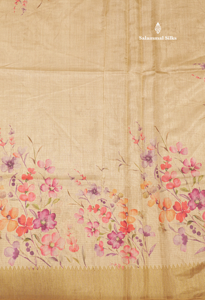 Sandal Colour Semi Tussar Saree With Self Border
