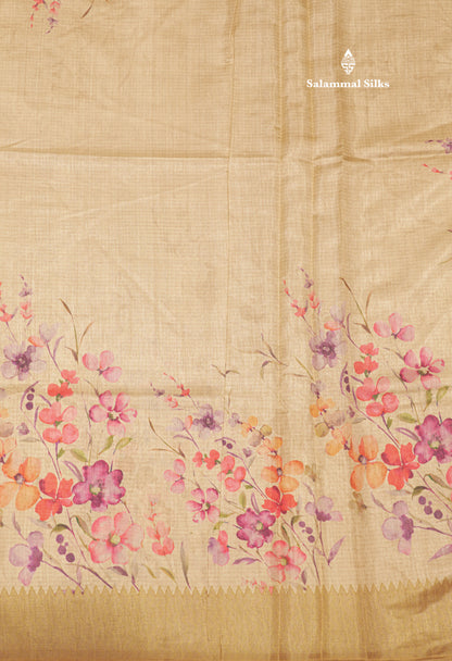 Sandal Colour Semi Tussar Saree With Self Border