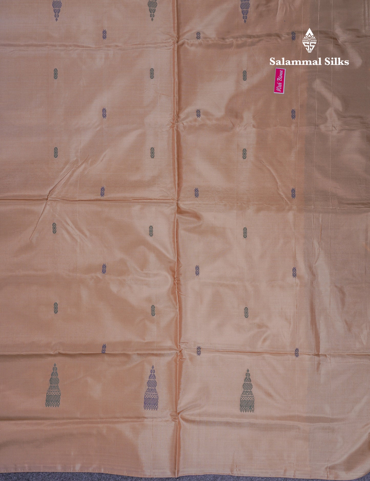 Dual Tone Purple Thread work Buttas Banana Pinth Saree (Vaazhainaar Pattu) With Contrast Light Chocolate Blouse