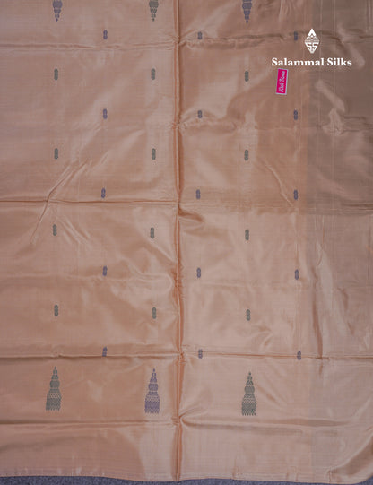 Dual Tone Purple Thread work Buttas Banana Pinth Saree (Vaazhainaar Pattu) With Contrast Light Chocolate Blouse
