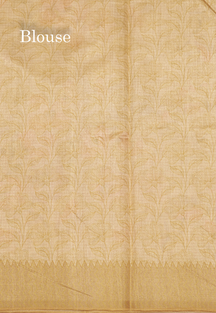 Sandal Colour Semi Tussar Saree With Self Border