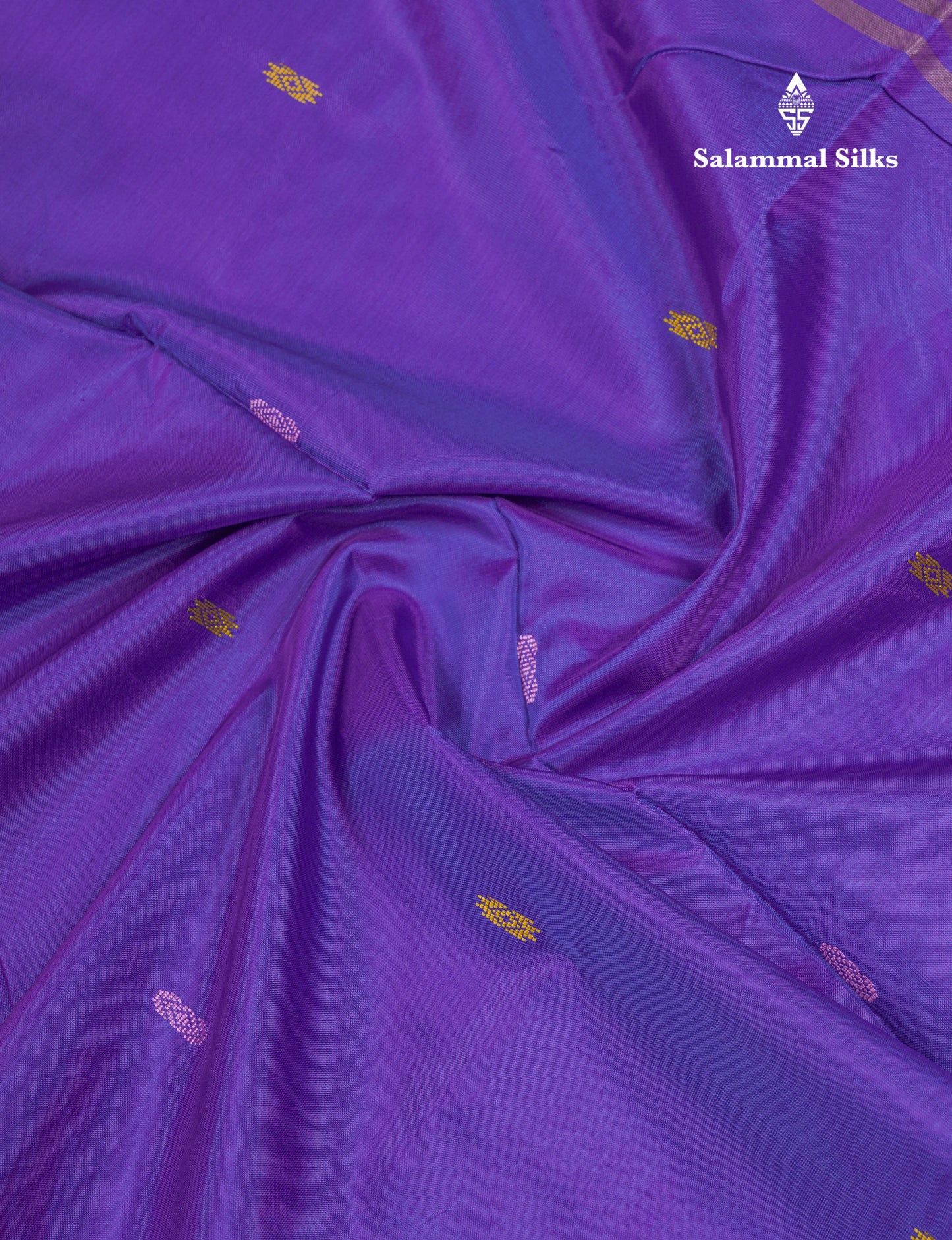 Dual Tone Purple Thread work Buttas Banana Pinth Saree (Vaazhainaar Pattu) With Contrast Light Chocolate Blouse