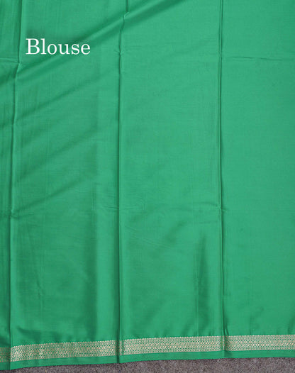 Semi Mysore Silk Saree - Sapphire Blue Colour Body Plain With Small Border